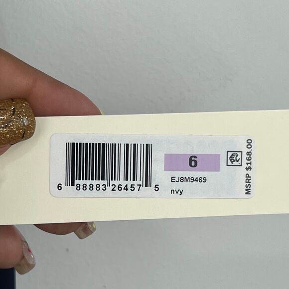 Eliza J Navy Ruffled Chiffon Draped Sleeveless Evening Wide Leg Jumpsuit Size 6 - Picture 9 of 12